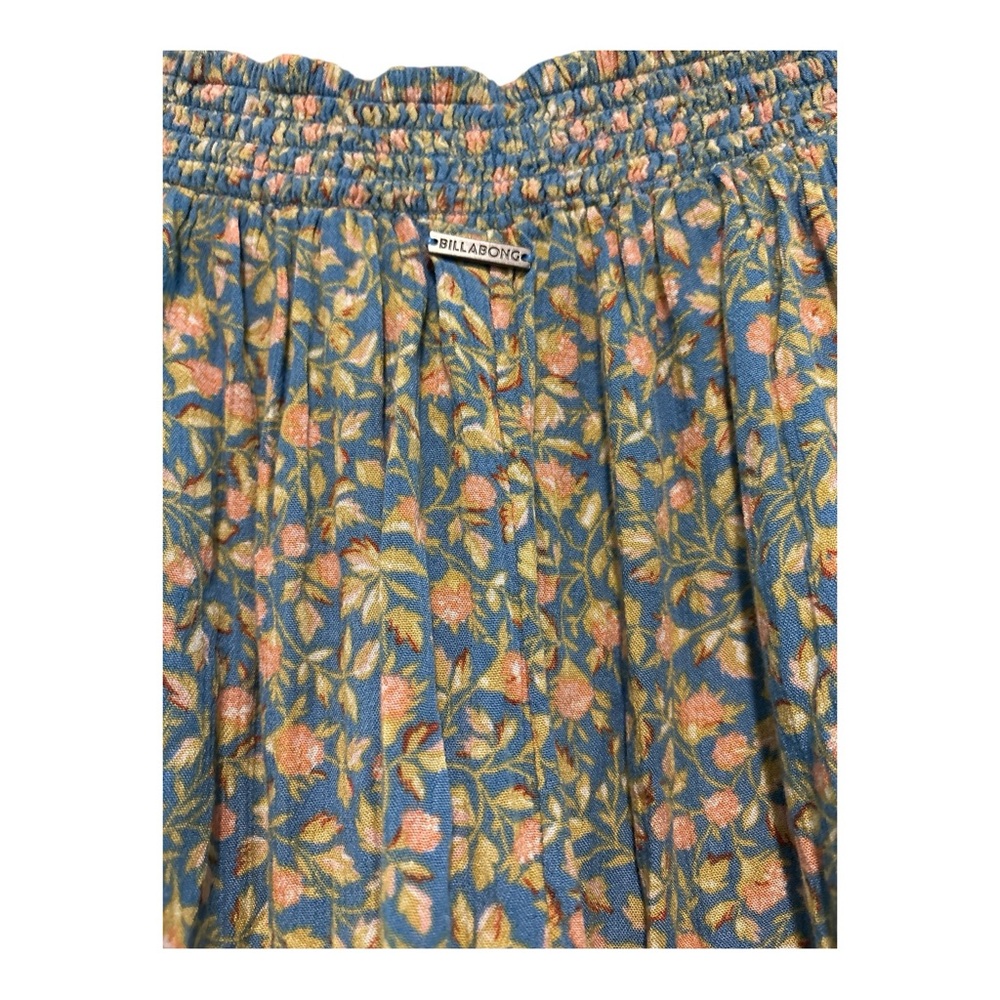 Billabong Blue Floral Boho Wide Leg Pants Cottagecore - Picture 3 of 5